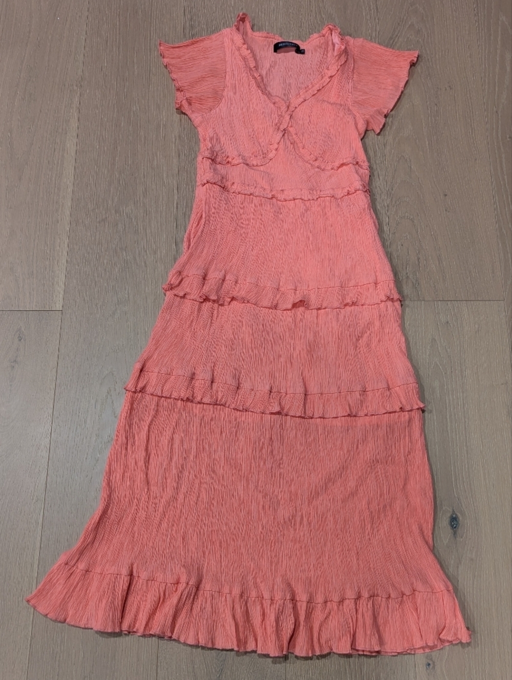 Coral Ruffle Tiered Maxi Dress